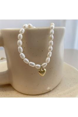 Heart Irregular Pearl Bead Necklace N4445