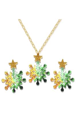 Snowflake Acrylic Pendant Necklace Earrings Set 