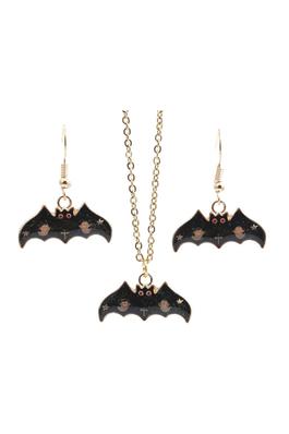 Bat Pendant Necklace Earrings Set N4419