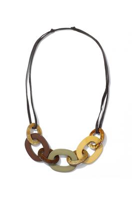 Acrylic Hoop Leather Necklace N4453