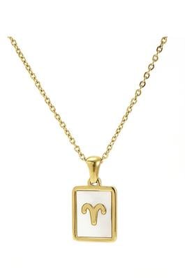 12 Constellations Square Stainless Steel Necklace