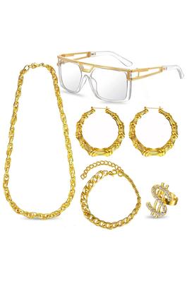 Necklace Earrings Glasses Rings Bracelet Set N5045