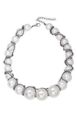 Rhinestone Pearl Bead Necklace N5111