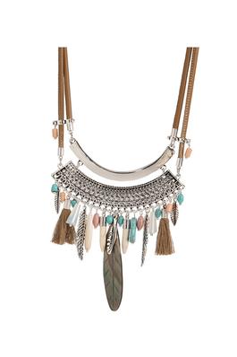Geometry Feather Leather Necklace N5049