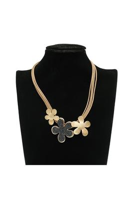 Three Flower Pu Leather Necklace N5052