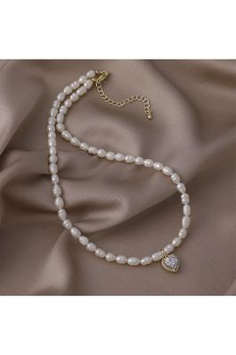 Heart Fresh Water Pearl Bead Necklace N4443