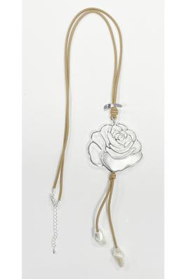 Rose Pendant Leather Necklace N4921