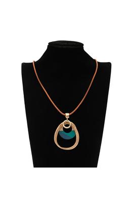 Geometry Oval Pendant Alloy Necklace N4914