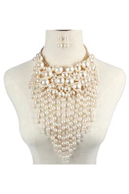 Tassel Pearl Bead Necklace N5260-SET