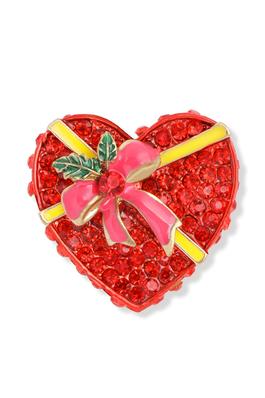 Christmas Heart Gift Rhinestone Pin PA3722