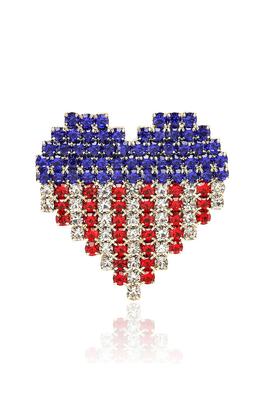 American Flag Heart Rhinestone Pin PA4851