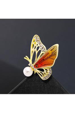 Butterfly Rhinestone Pearl Pin PA3735