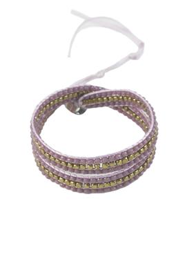 Purple Faceted Beads Weave Wrap Bracelet