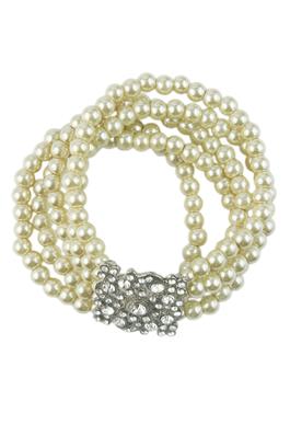 Fashion Round Pearl Beaded Stretch Bracelet Set