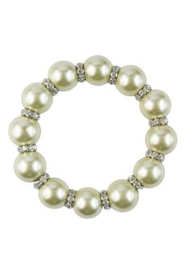 Champagne Round Pearl Beaded Stretch Bracelet