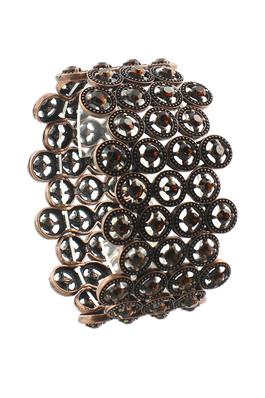 Vintage Copper Hollow Out Crystal Bangle Bracelet
