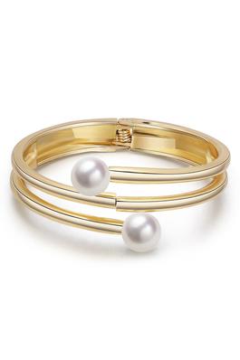 Pearl Alloy Cuff Bracelets B2517
