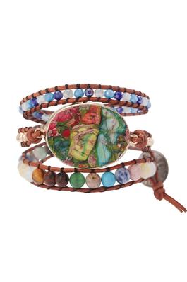 Multicolor Stone Bead Wrap Bracelets B2531