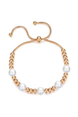 Pearl Stainless Steel Bead Chain Bracelet B2529