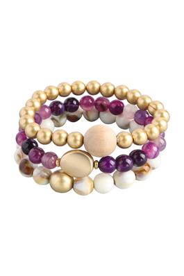 Natural Stone Bead Bracelets Set B2061