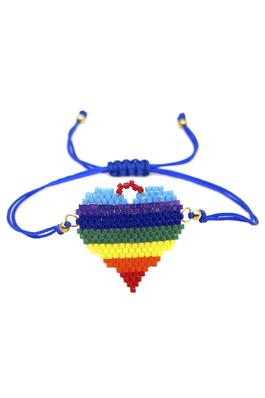 Heart Rainbow Seed Bead Braided Bracelets B3133