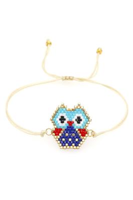 Owl Seed Beads Braided Bracelet B3092