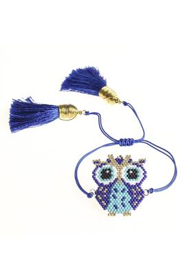 Owl Seed Bead Tassel Braided Bracelet B2883