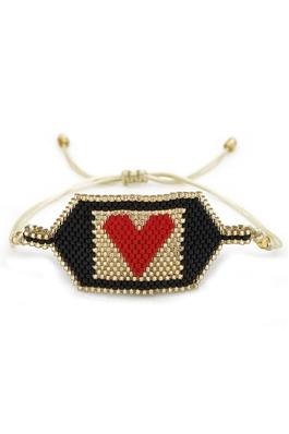 Heart Seed Bead Braided Bracelet B3104