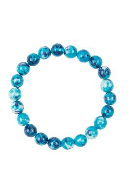 Blue White Rain Color Stone Stretch Bracelet B2927
