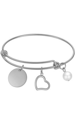 Stainless Steel Heart Pendant Bracelet B2325