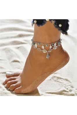 Shell Double Layer Alloy Anklet AK0044