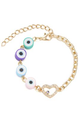 Evil Eye Heart Chain Bracelet B3140