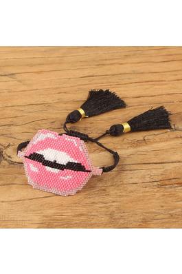 Lips Seed Beads Braided Bracelets B2218-1