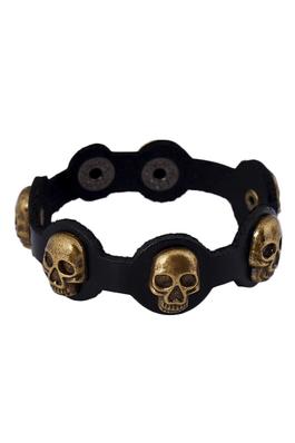 Punk Skull Leather Snap Bracelet B3830
