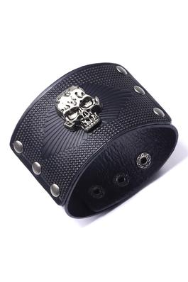 Skull Leather Snap Bracelet B3542