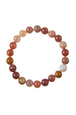 Red Silicified Wood Bead Stretch Bracelet B3708