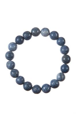 Blue Coral Stone Bead Stretch Bracelet B3624