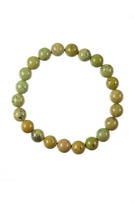 Green Medicinal Stone Bead Stretch Bracelet B3596