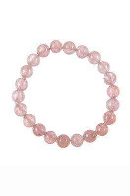 Strawberry Quartz Stone Bead Bracelet B3621
