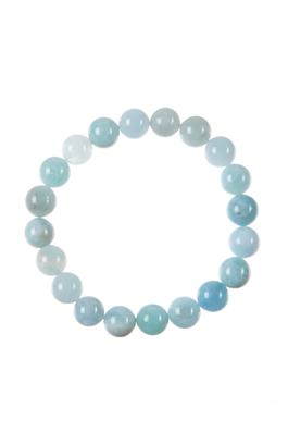 Aquamarine Stone Bead Stretch Bracelet B3619
