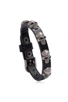 Punk Skull Leather Snap Bracelet B3769