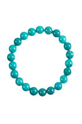 Teal Cracked Turquoise Stone Bead Bracelet B3598