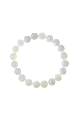 White Moon Stone Bead Stretch Bracelet B3426