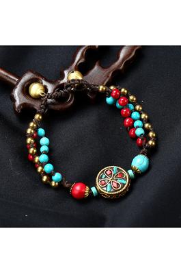 Turquoise Bead  Braided Bracelet B3993