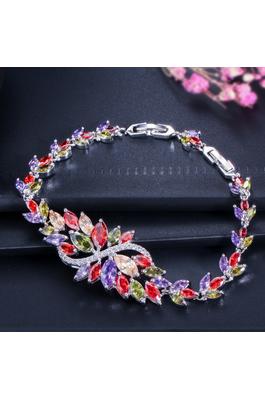 Floral Cubic Zirconia Chains Bracelet B3980