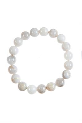 White Crazy Agate Stone Bead Bracelet B3590