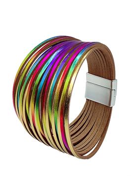 Multicolor Leather  Magnetic Bracelet B3921