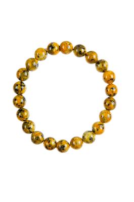 Yellow Black Granite Stone Bead Bracelet B3601