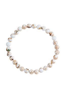 White Shell Turquoise Stone Bead Bracelet B3602