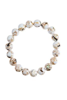 White Shell Turquoise Stone Bead Bracelet B3602